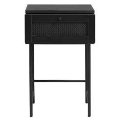 LykkeHome Bijzettafels|Pernille bijzettafel zwart melamine rotan 45cm