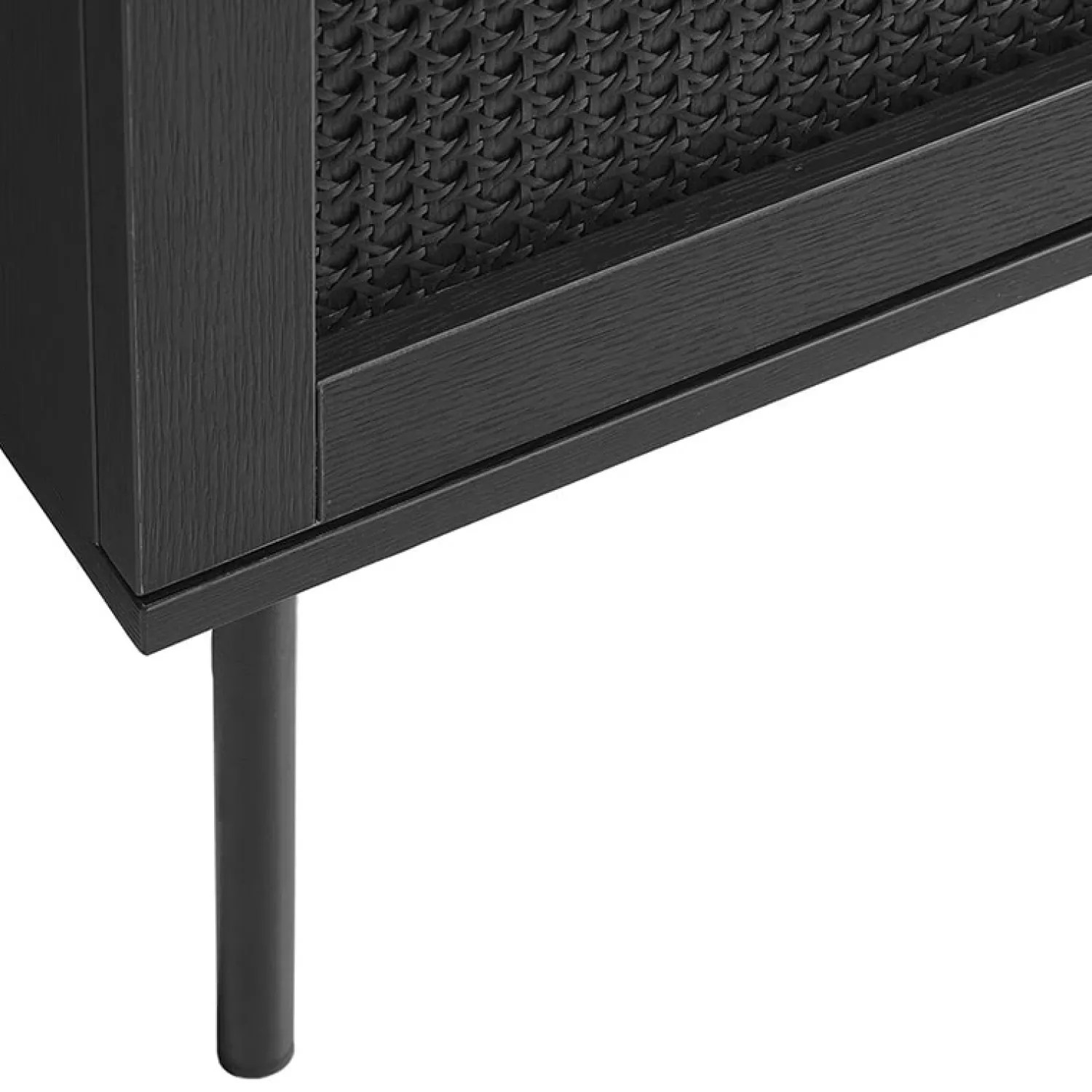LykkeHome Dressoirs|Industriele Kasten|Pernille dressoir zwart melamine rotan 80cm