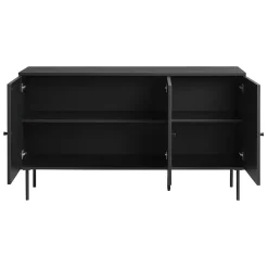 LykkeHome Dressoirs|Industriele Kasten|Pernille dressoir zwart melamine rotan 140cm