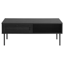 LykkeHome Salontafels|Pernille salontafel zwart melamine rotan 110cm