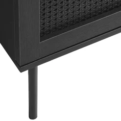 LykkeHome Salontafels|Pernille salontafel zwart melamine rotan 110cm