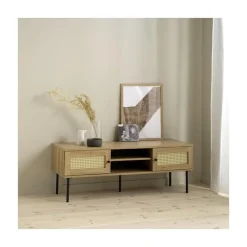 LykkeHome Industriele Kasten|Tv Meubels|Pernille Tv meubel Naturel rotan 120cm