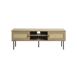 LykkeHome Industriele Kasten|Tv Meubels|Pernille Tv meubel Naturel rotan 120cm