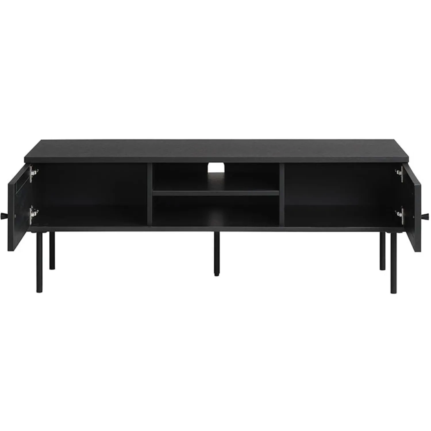LykkeHome Industriele Kasten|Tv Meubels|Pernille TV meubel zwart melamine rotan 120cm