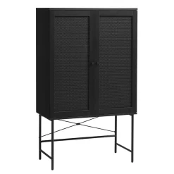 LykkeHome Boekenkasten|Vakkenkasten|Pernille wandkast zwart melamine rotan 80cm