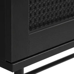 LykkeHome Boekenkasten|Vakkenkasten|Pernille wandkast zwart melamine rotan 80cm