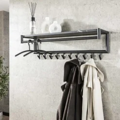 Kalfort Kapstokken|Phoebe Kapstok 10 haaks Antraciet melamine 100cm