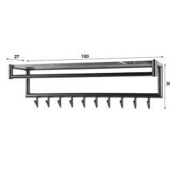 Kalfort Kapstokken|Phoebe Kapstok 10 haaks Antraciet melamine 100cm