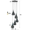 Kalfort Hanglampen|Pinch Hanglamp 5-lichts getrapt Zwart bruin