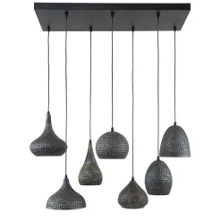 Kalfort Hanglampen|Pinch Hanglamp 7-lichts Zwart bruin