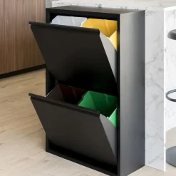Redin Design Keukenaccessoires|Pippen afvalscheider zwart metaal 4 vakken