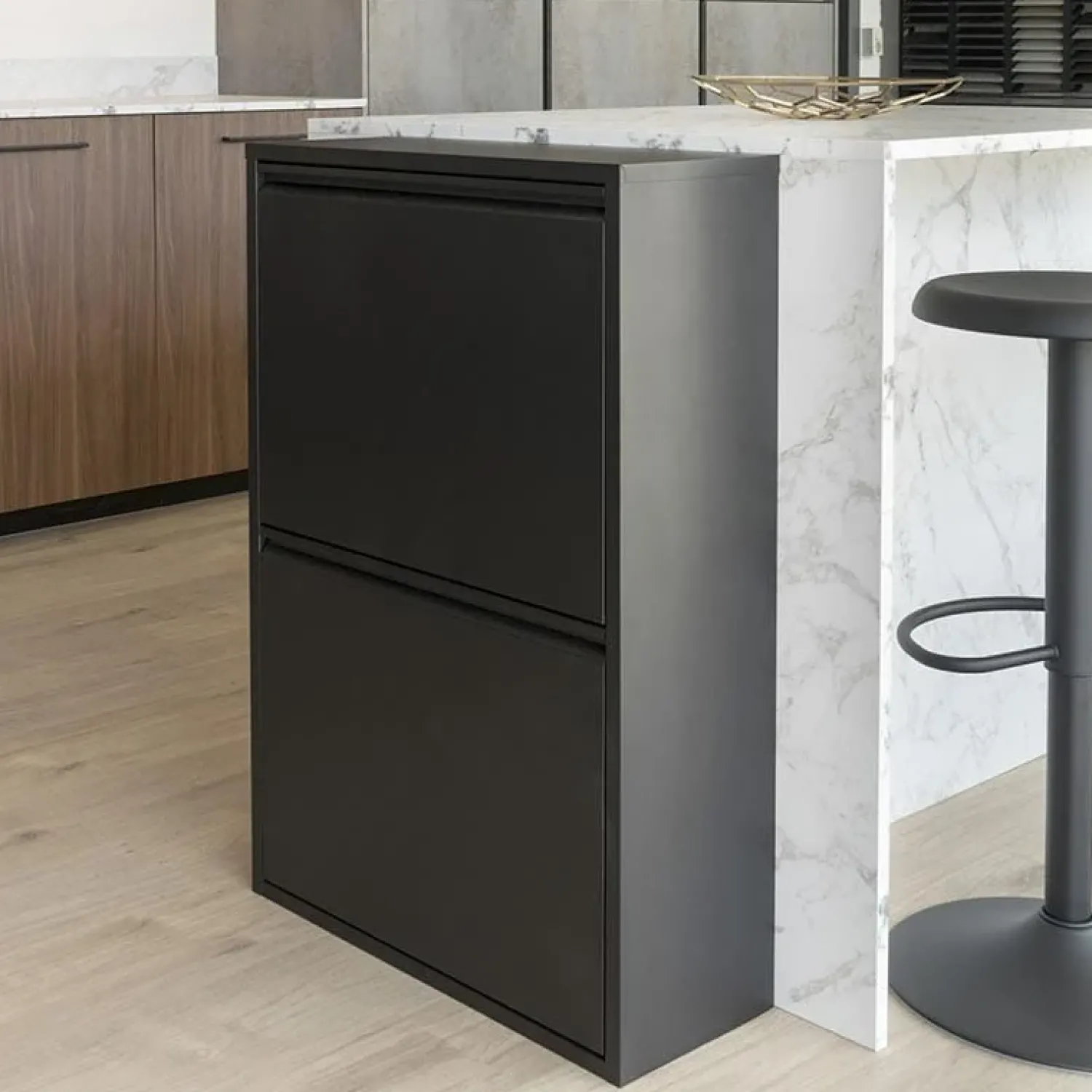 Redin Design Keukenaccessoires|Pippen afvalscheider zwart metaal 4 vakken