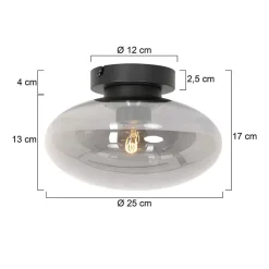 Steinmex Plafondlampen|Plafonnieres|Plafonniere Reflection smoke glass small
