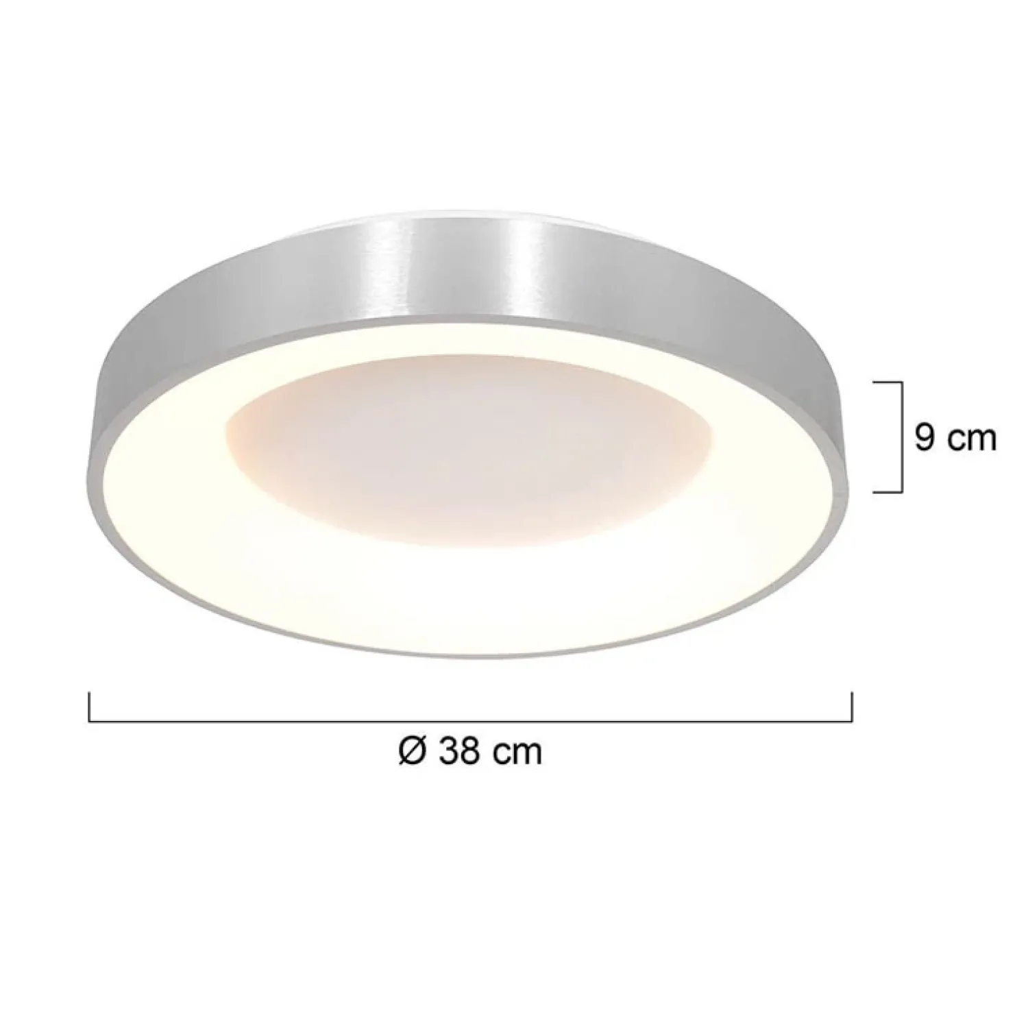 Steinmex Plafondlampen|Plafonnieres|Plafonniere Ringlede zilver medium 38cm