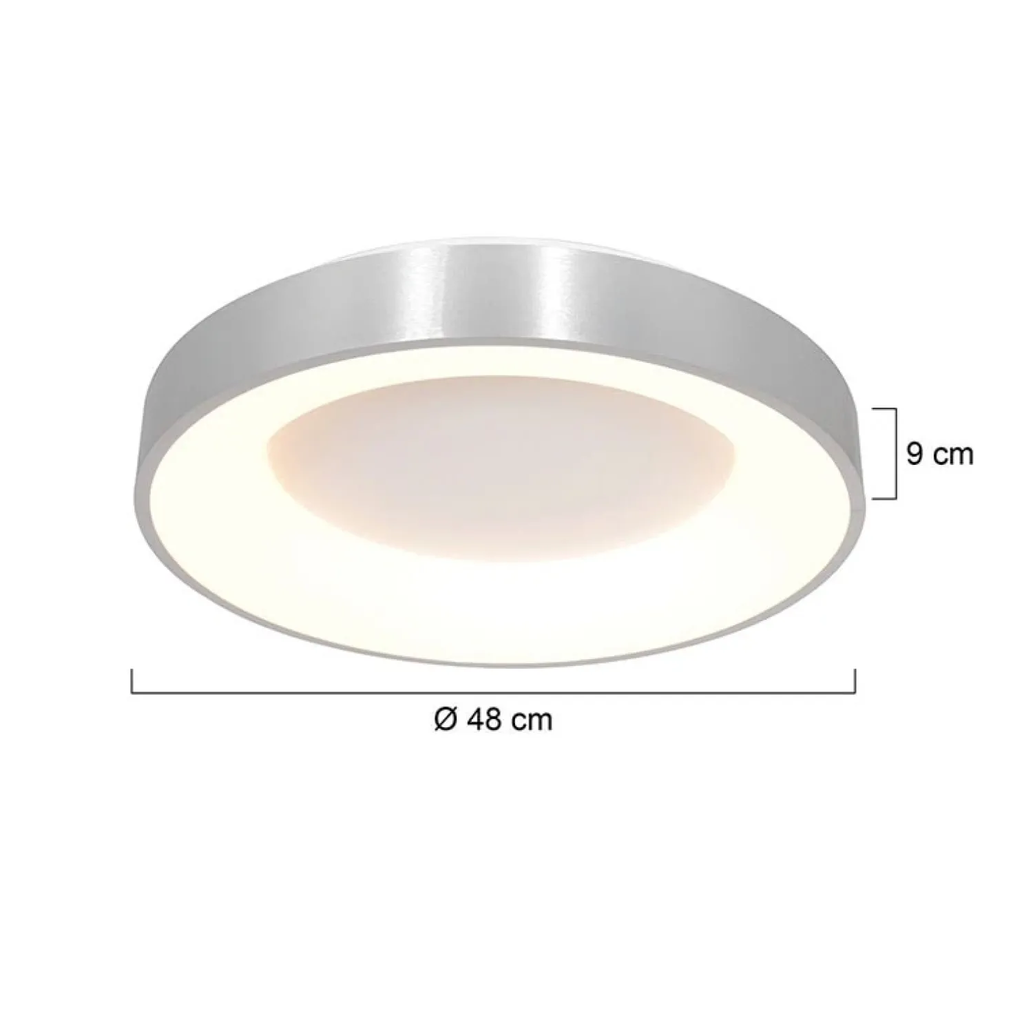 Steinmex Plafondlampen|Plafonnieres|Plafonniere Ringlede zilver large 48cm