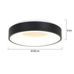 Steinmex Plafondlampen|Plafonnieres|Plafonniere Ringlede zwart large 48cm