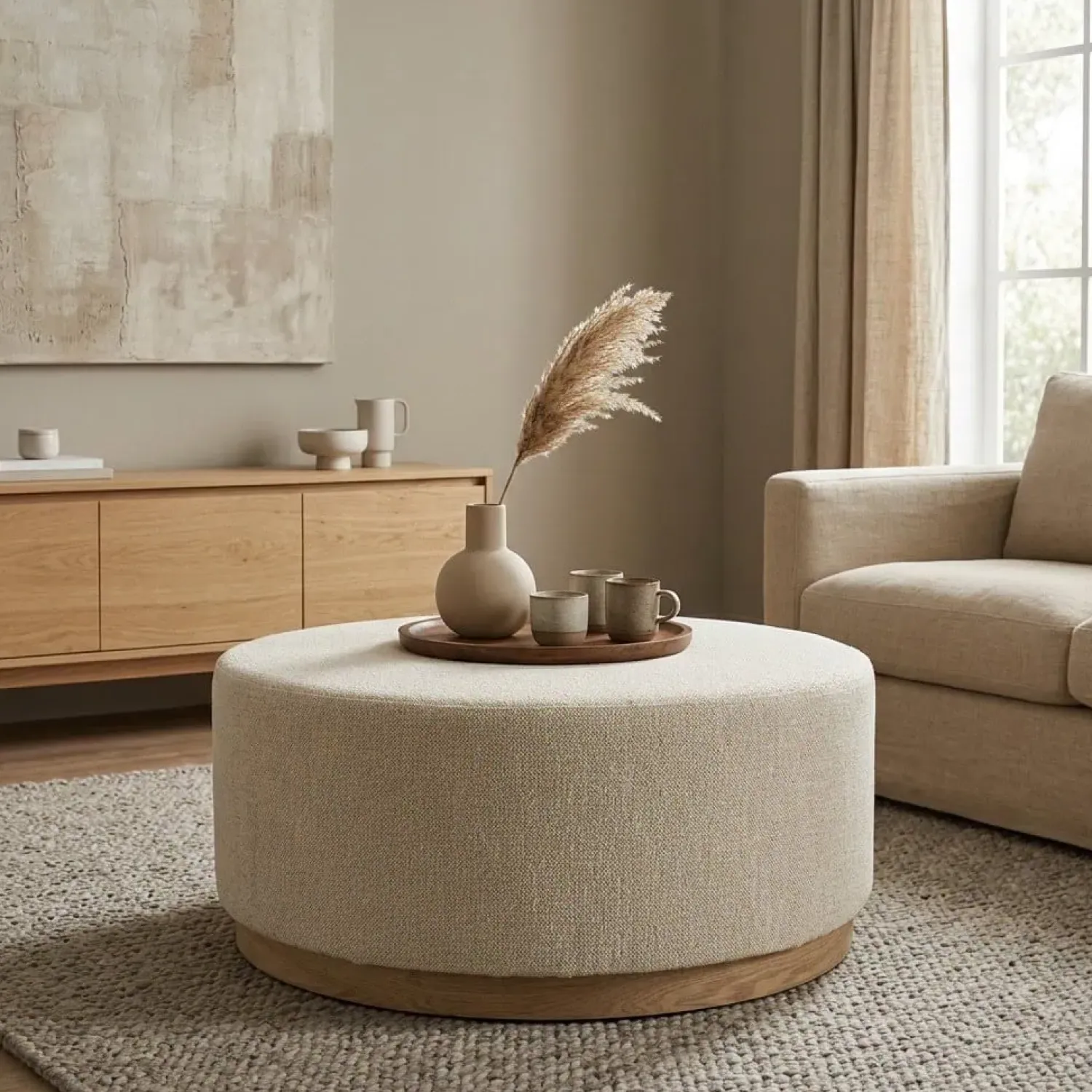 Eleonora Krukjes|Poef Avah large beige 80cm