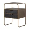 WOOOD Nachtkastjes|Industriele Kasten|Polite Nachtkastje Metaal/Hout Antique Brass 45cm