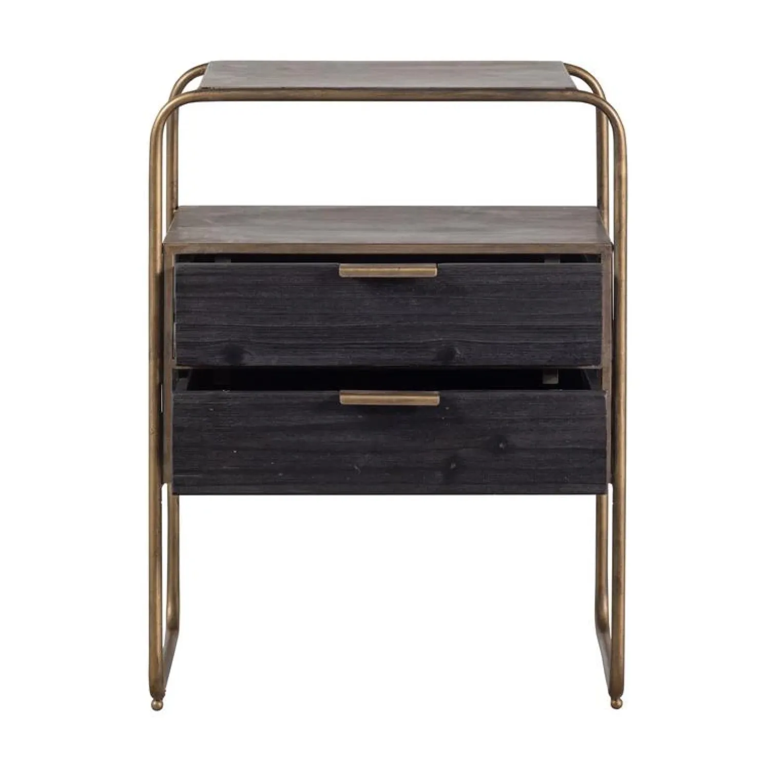 WOOOD Nachtkastjes|Industriele Kasten|Polite Nachtkastje Metaal/Hout Antique Brass 45cm