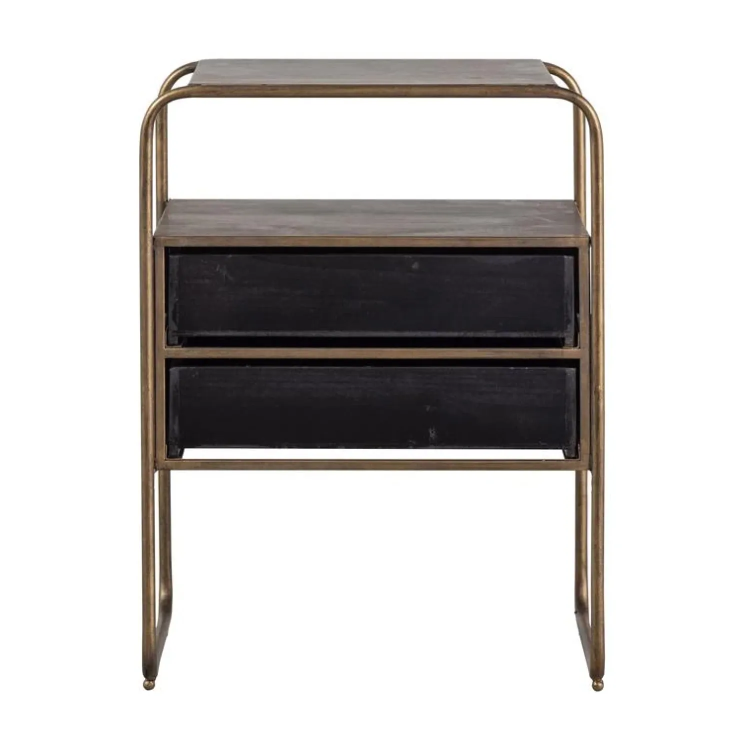 WOOOD Nachtkastjes|Industriele Kasten|Polite Nachtkastje Metaal/Hout Antique Brass 45cm