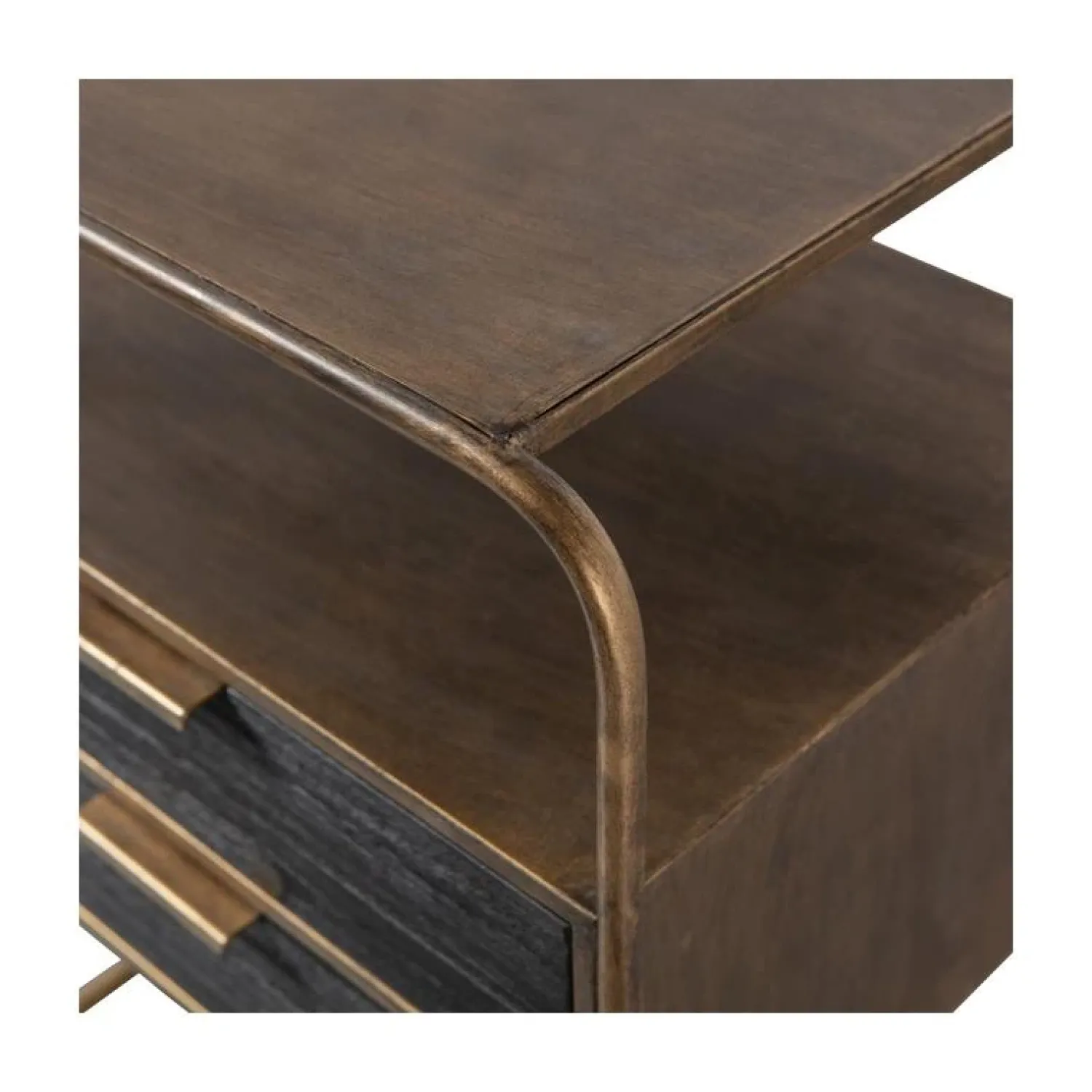 WOOOD Nachtkastjes|Industriele Kasten|Polite Nachtkastje Metaal/Hout Antique Brass 45cm