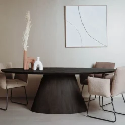 Tower living Eettafels|Premana Eetkamertafel ovaal Zwart 220 cm