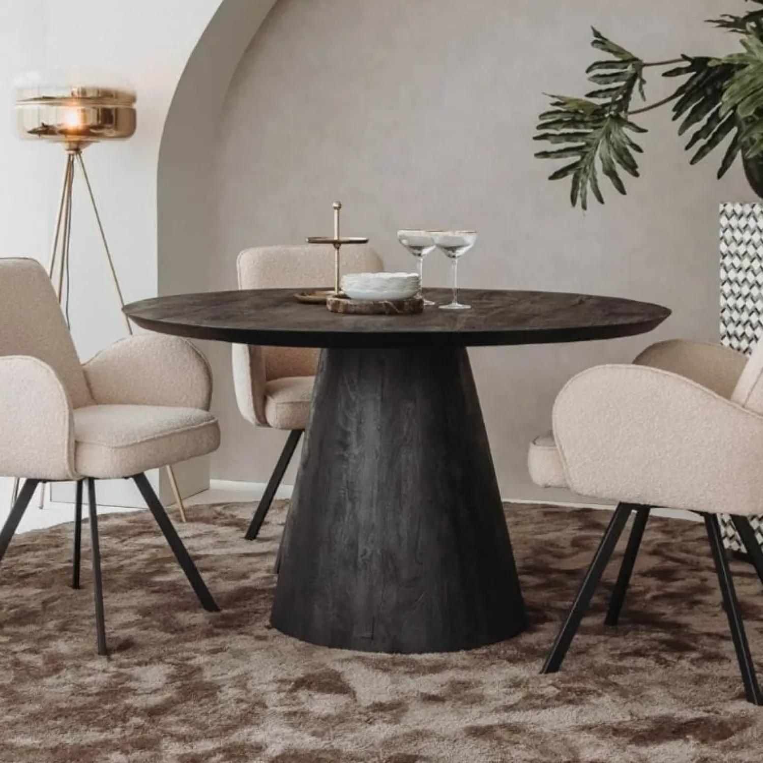 Tower living Eettafels|Premana Eetkamertafel rond Zwart 150 cm