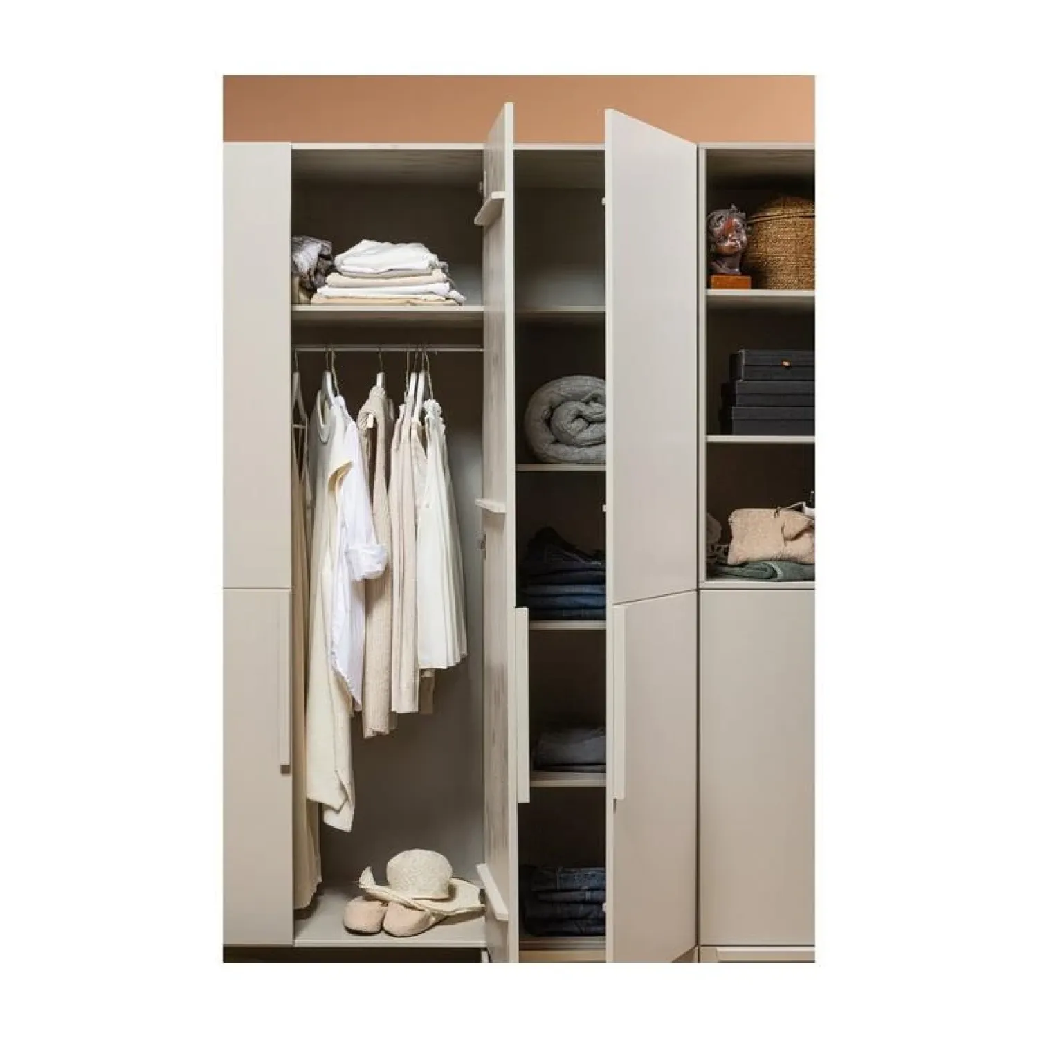 WOOOD Industriele Kasten|Kledingkasten|Pure 2-Deurs Kledingkast Splitdeur Dennenhout Dust 95cm