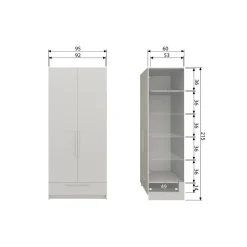 WOOOD Industriele Kasten|Kledingkasten|Pure 2-Deurs Kledingkast Splitdeur Dennenhout Dust 95cm