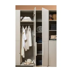 WOOOD Industriele Kasten|Kledingkasten|Pure 3-Deurs Kledingkast Splitdeur Dennenhout Dust 95cm