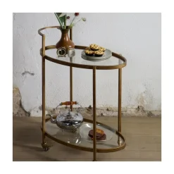 WOOOD Bijzettafels|Push Trolley Metaal Antique Brass 67cm