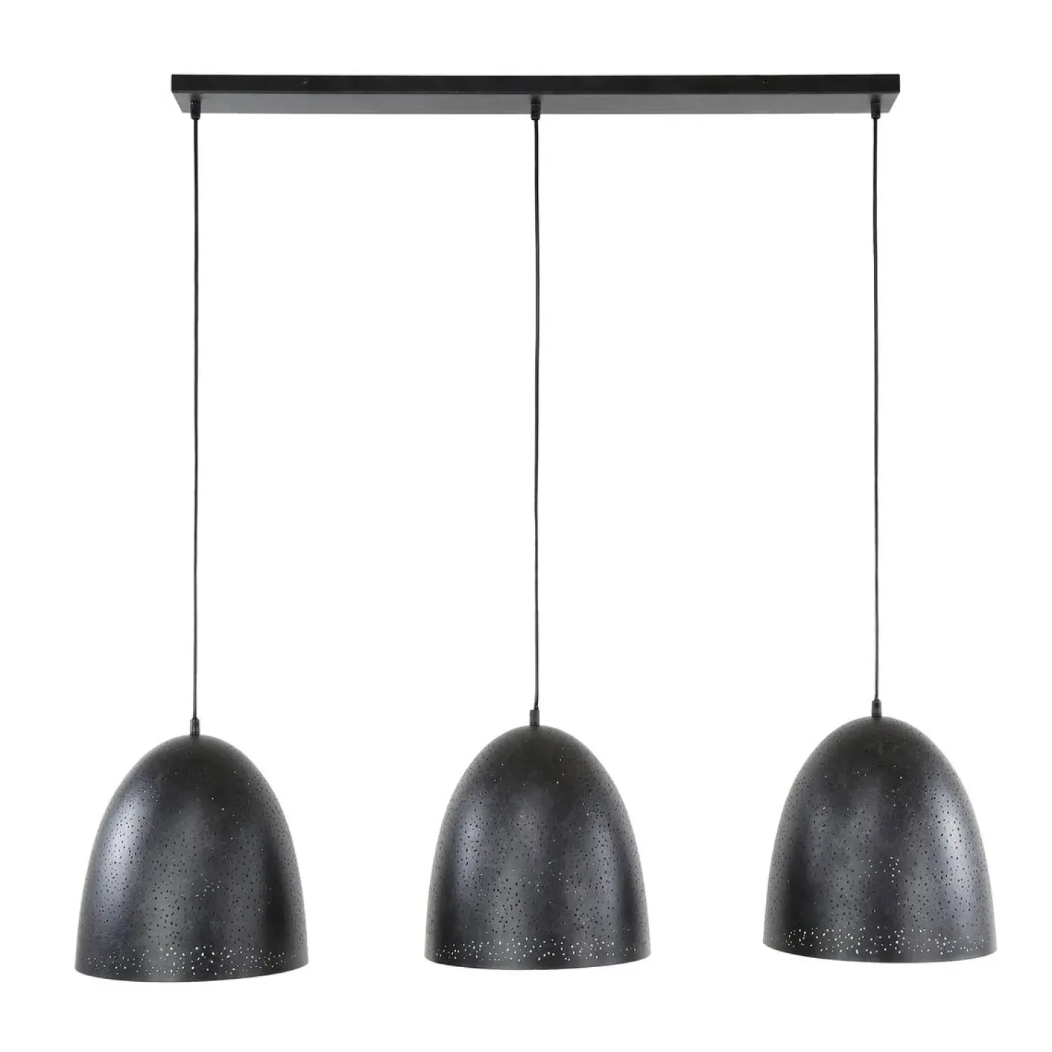 Kalfort Hanglampen|Quinn 3-lichts Hanglamp geperforeerd Charcoal