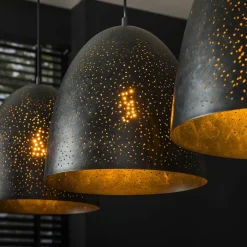 Kalfort Hanglampen|Quinn 3-lichts Hanglamp geperforeerd Charcoal