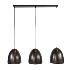 Kalfort Hanglampen|Quinn 3-lichts Hanglamp Geperforeerd Bruin