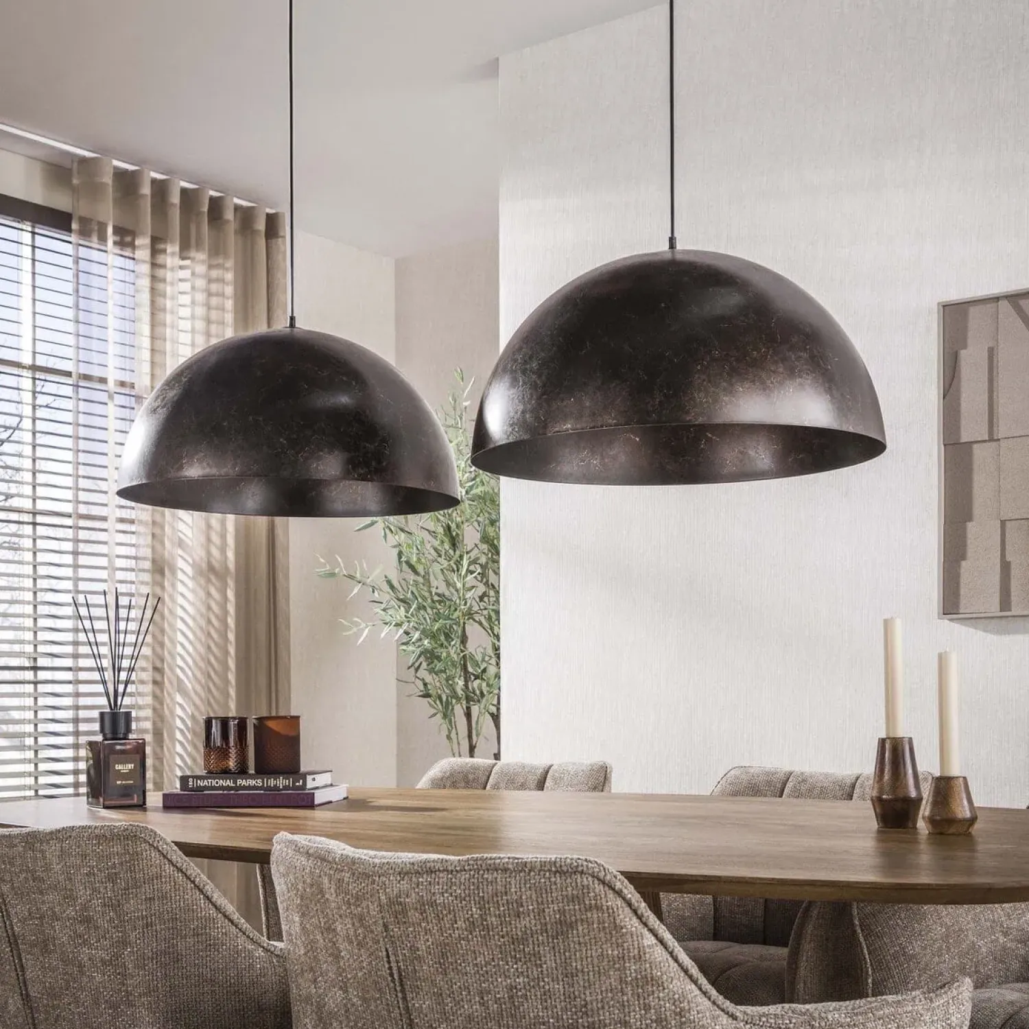 Kalfort Hanglampen|Raven 2-lichts Hanglamp Bruin