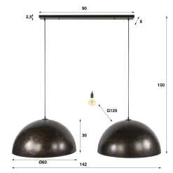 Kalfort Hanglampen|Raven 2-lichts Hanglamp Bruin