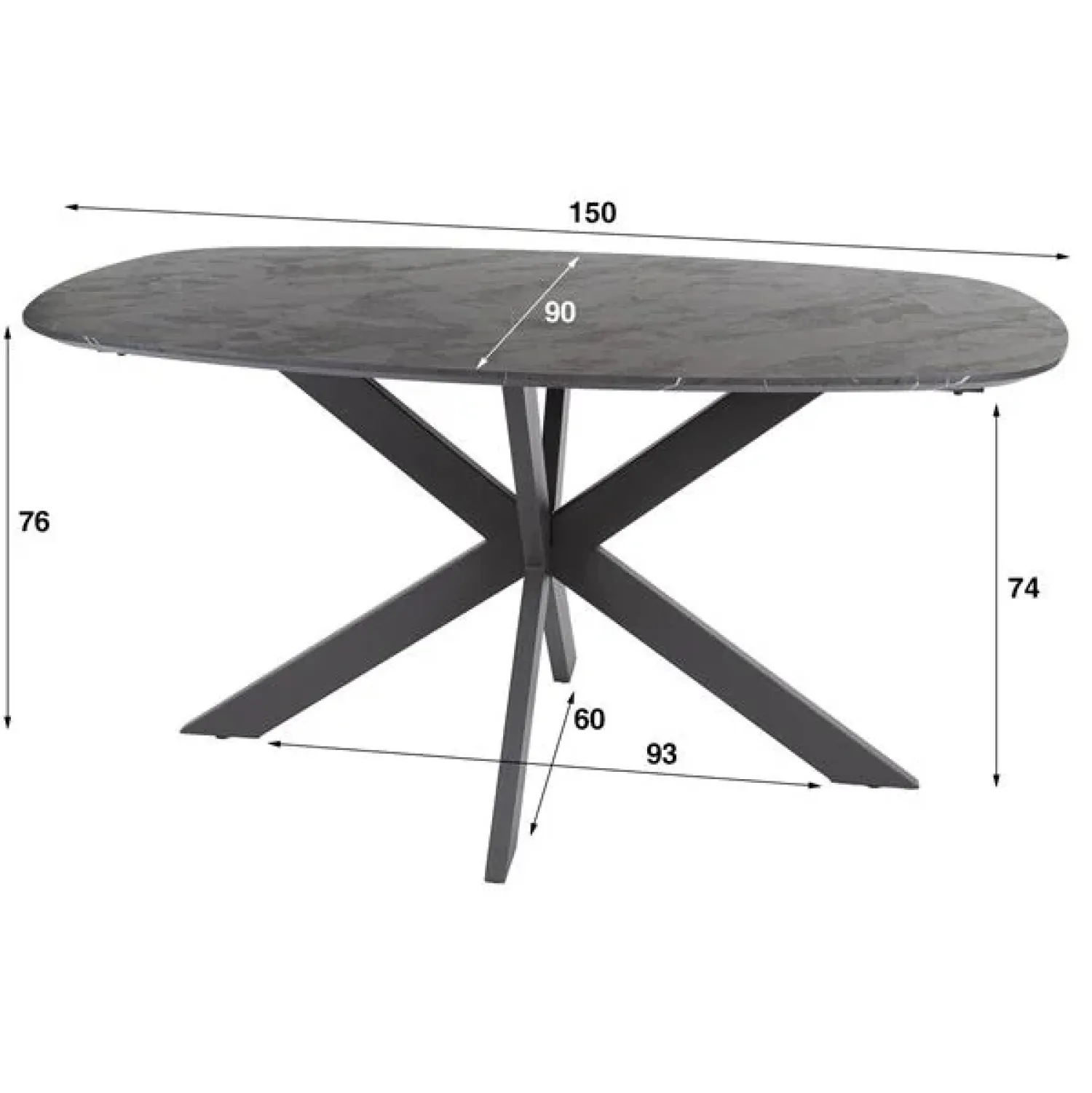 Kalfort Eettafels|Reggy Eetkamertafel deens ovaal 150cm