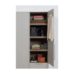 WOOOD Industriele Kasten|Kledingkasten|Rens 1-Deurs Kledingkast Pebble Grey 55cm