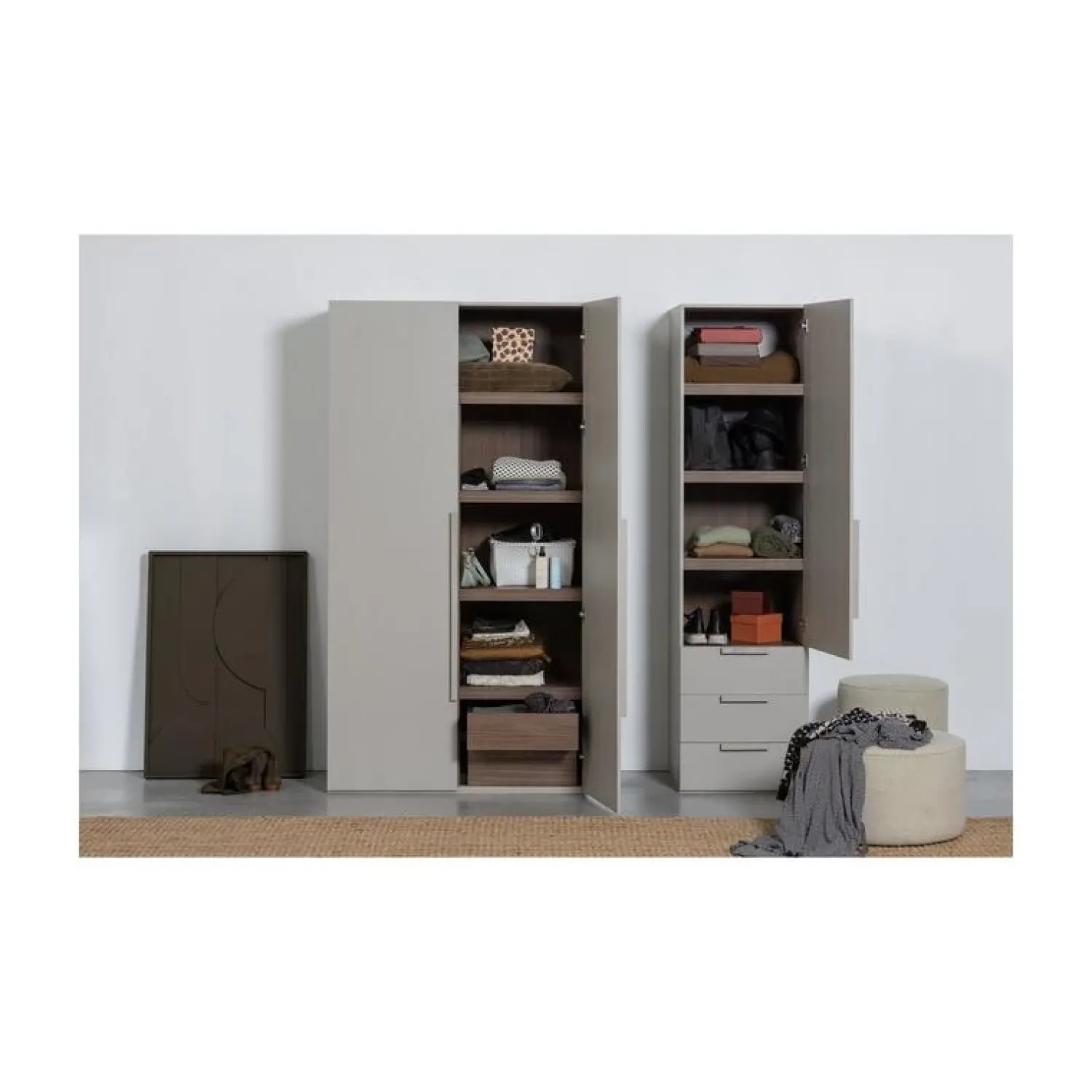 WOOOD Industriele Kasten|Kledingkasten|Rens 1-Deurs Kledingkast Pebble Grey 55cm
