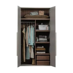 WOOOD Industriele Kasten|Kledingkasten|Rens 2-Deurs Kledingkast Pebble Grey 110cm