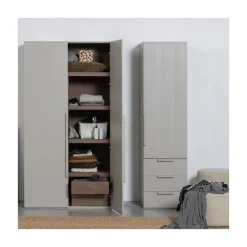 WOOOD Industriele Kasten|Kledingkasten|Rens 2-Deurs Kledingkast Pebble Grey 110cm