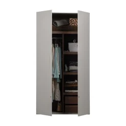 WOOOD Industriele Kasten|Kledingkasten|Rens 2-Deurs Kledingkast Pebble Grey 110cm