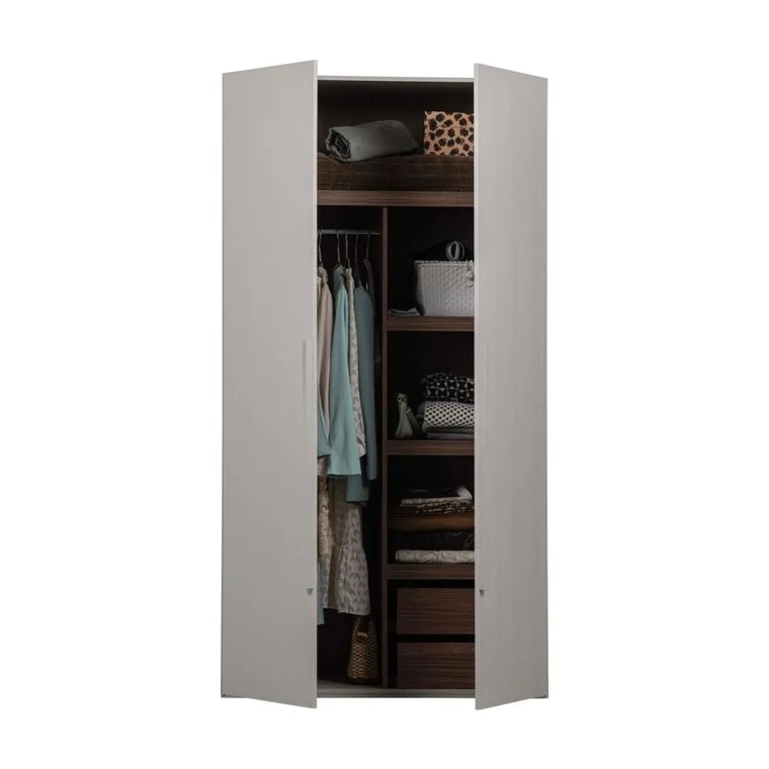 WOOOD Industriele Kasten|Kledingkasten|Rens 2-Deurs Kledingkast Pebble Grey 110cm
