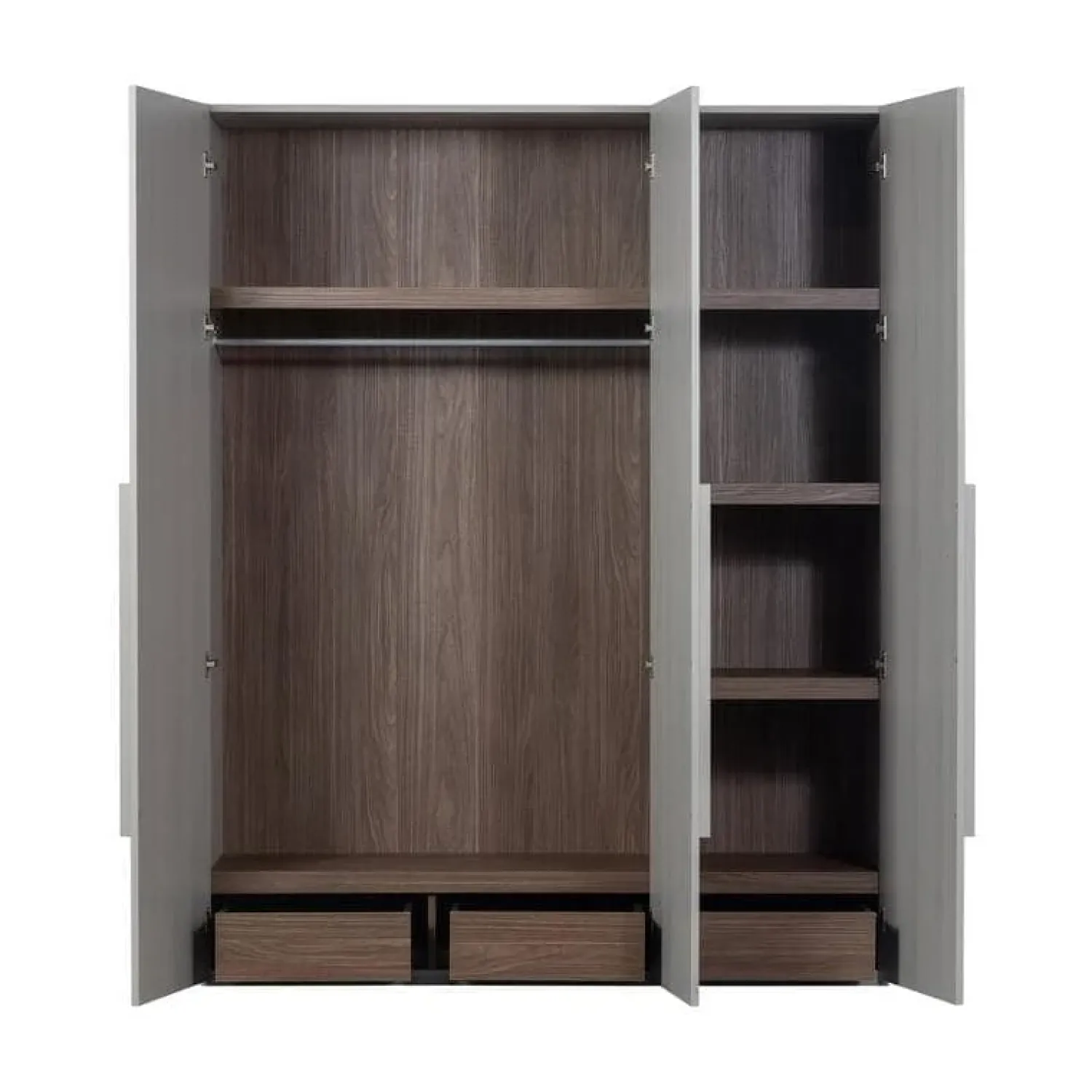 WOOOD Industriele Kasten|Kledingkasten|Rens 3-Deurs Kledingkast Pebble Grey 165cm