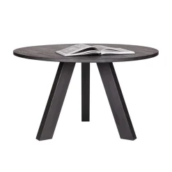 WOOOD Eettafels|Rhonda Eettafel rond Eiken Blacknight 129cm