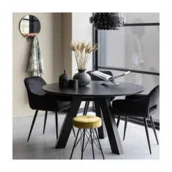 WOOOD Eettafels|Rhonda Eettafel rond Eiken Blacknight 129cm