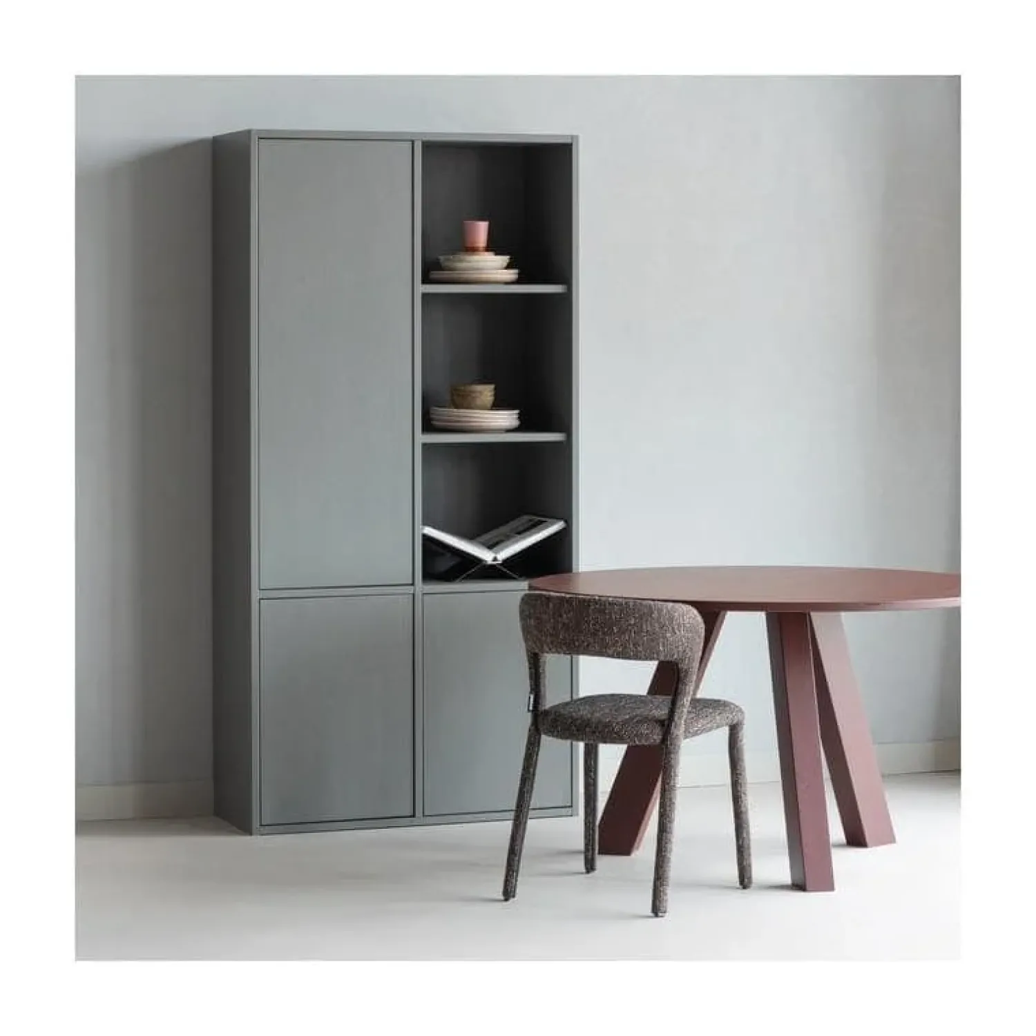 WOOOD Eettafels|Rhonda Eettafel Rond Eiken Bordeauxrood 129cm