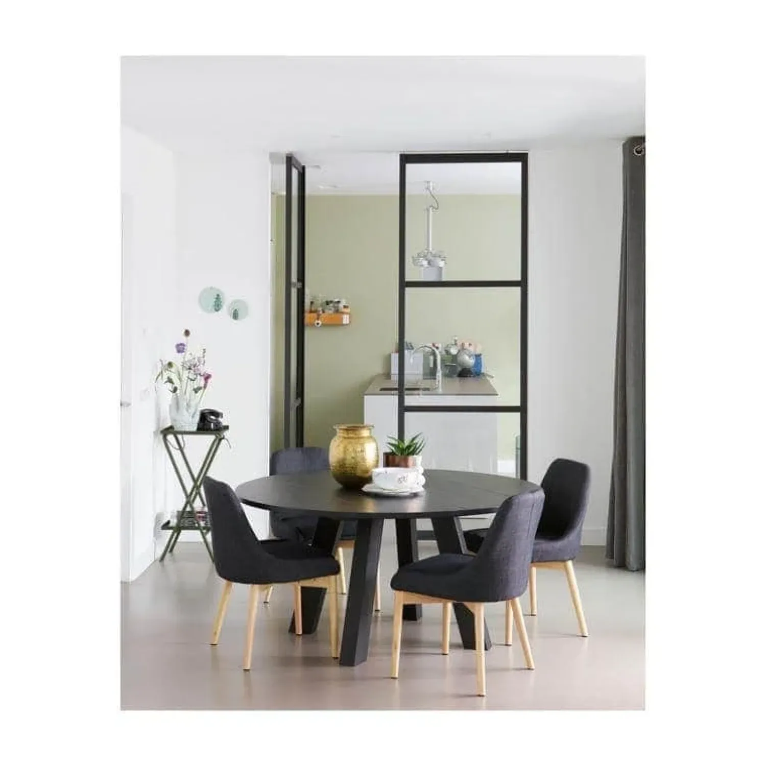 WOOOD Eettafels|Rhonda XL Eettafel rond Eiken Blacknight 150cm