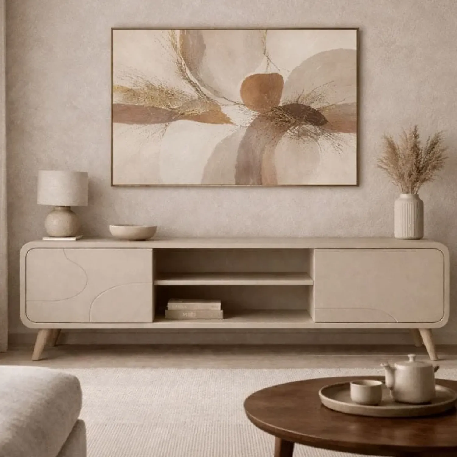 Vane Living Industriele Kasten|Tv Meubels|Rianne Tv meubel Beige mangohout 180cm
