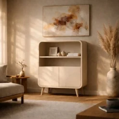 Vane Living Wandkasten|Industriele Kasten|Rianne Wandkast laag Beige mangohout 80cm